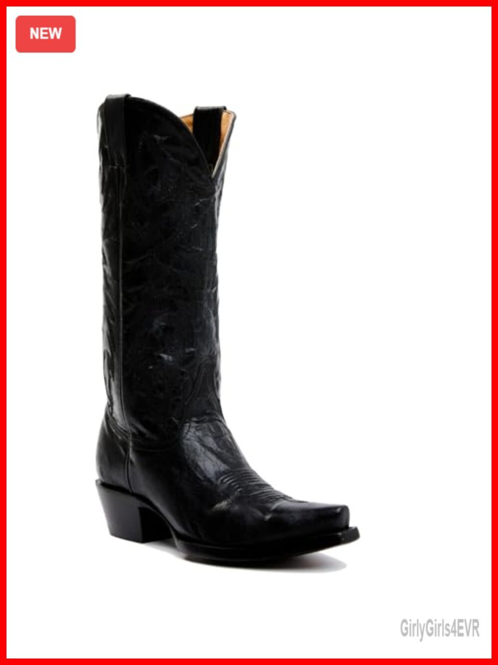 Women's Cowboy Boots Faux Leather Embroidered Chunky Heel Pull On Western